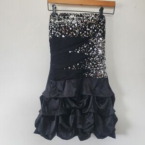 Y2K Vintage Dress By Ruby Rox Black Sequin Dress Size 7 Prom Homecoming